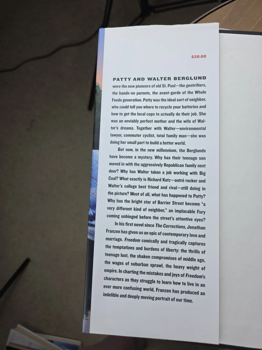 Freedom by Jonathan Franzen - Blue & Orange Hardcover Novel